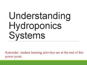 Understanding hydroponics