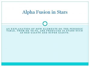Triple alpha fusion