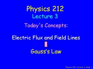 Physics 212 Lecture 3 Todays Concepts Electric Flux