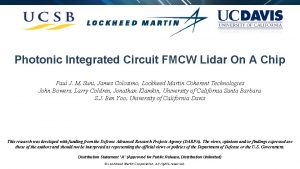 Photonic Integrated Circuit FMCW Lidar On A Chip