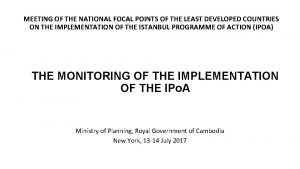 MEETING OF THE NATIONAL FOCAL POINTS OF THE