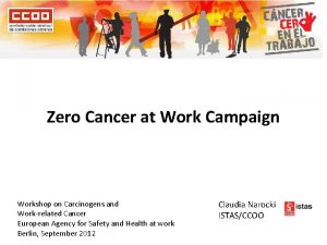 Zero Cancer at Work Campaign Workshop on Carcinogens