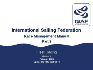 World sailing race management manual World sailing race management manual