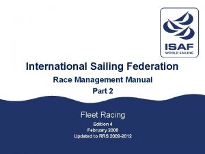 World sailing race management manual