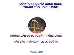 S KHOA HC V CNG NGH THNH PH