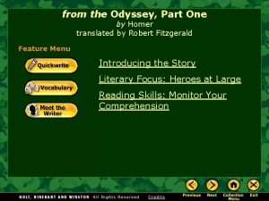 The odyssey and epic poetry an introduction part 1