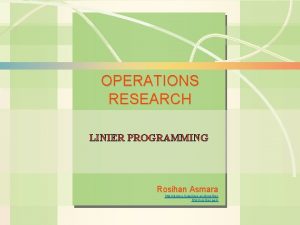 6 s1 Linear Programming Operations Management OPERATIONS RESEARCH