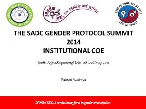 THE SADC GENDER PROTOCOL SUMMIT 2014 INSTITUTIONAL COE