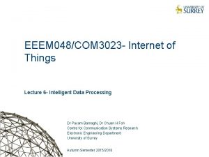 EEEM 048COM 3023 Internet of Things Lecture 6