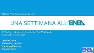 Progetto Alternanza ScuolaLavoro UNA SETTIMANA ALLENEA IIS Via