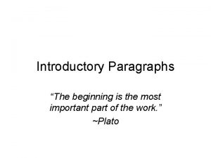 What to have in an introduction paragraph