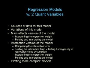 Regression Models w 2 Quant Variables Sources of