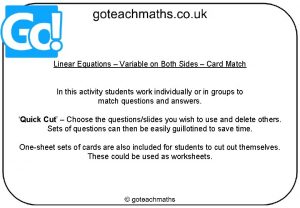 Systems of equations card match answer key
