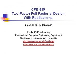 CPE 619 TwoFactor Full Factorial Design With Replications