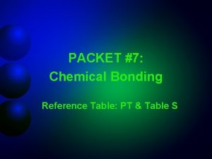 PACKET 7 Chemical Bonding Reference Table PT Table