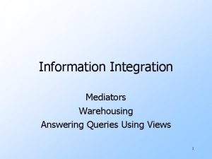 Information Integration Mediators Warehousing Answering Queries Using Views