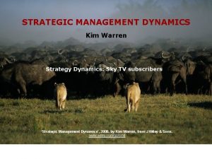 STRATEGIC MANAGEMENT DYNAMICS Kim Warren Strategy Dynamics Sky