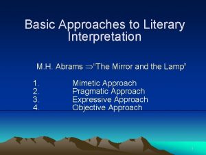 Basic approaches to literary interpretation