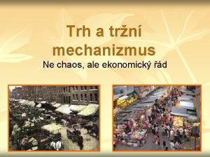 Trh a trn mechanizmus Ne chaos ale ekonomick