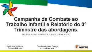 Campanha de Combate ao Trabalho Infantil e Relatrio