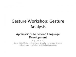 Gesture Workshop Gesture Analysis Applications to Second Language