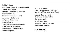 A childs sleep poem