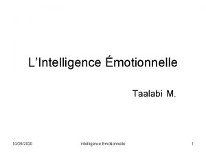 LIntelligence motionnelle Taalabi M 10292020 Intelligence Emotionnelle 1