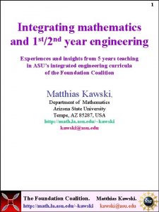 1 Integrating mathematics and 1 st2 nd year