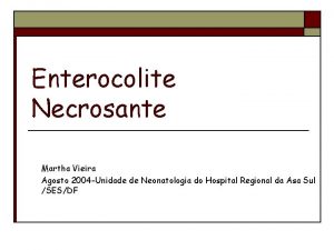 Enterocolite Necrosante Martha Vieira Agosto 2004 Unidade de