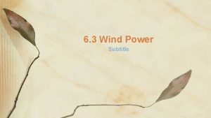 Wind energy presentation