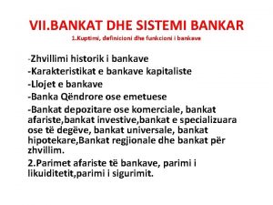Bankat dhe sistemi bankar
