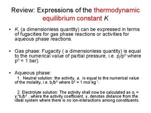 Equilibrium constant thermodynamics
