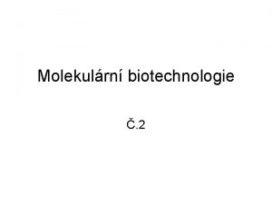 Molekulrn biotechnologie 2 Zkladn kroky pi penosu gen