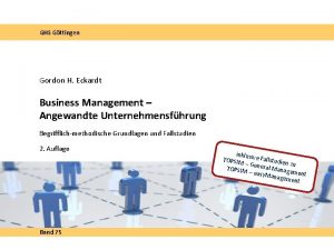 GHS Gttingen Gordon H Eckardt Business Management Angewandte