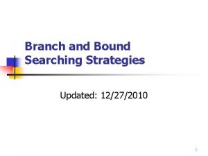 Branch and Bound Searching Strategies Updated 12272010 1