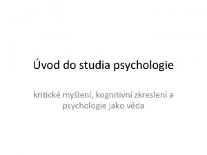 vod do studia psychologie kritick mylen kognitivn zkreslen