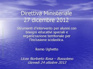 Direttiva ministeriale 27 dicembre 2012