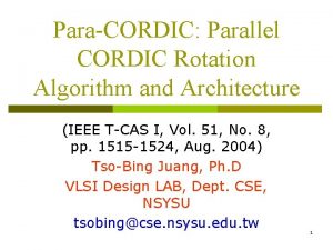 ParaCORDIC Parallel CORDIC Rotation Algorithm and Architecture IEEE