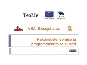 J VBA Sissejuhatus Rakenduste loomise ja programmeerimise alused