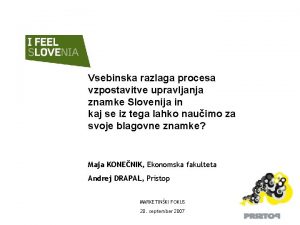 Vsebinska razlaga procesa vzpostavitve upravljanja znamke Slovenija in