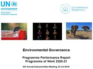 Environmental Governance Programme Performance Report Programme of Work