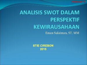 Analisis swot dalam kewirausahaan
