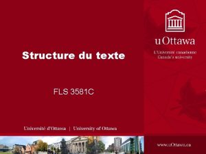 Structure du texte FLS 3581 C Vue densemble