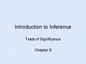 Introduction to Inference Tests of Significance Chapter 9