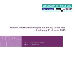 Netwerk informatiebeveiliging en privacy in het mbo donderdag