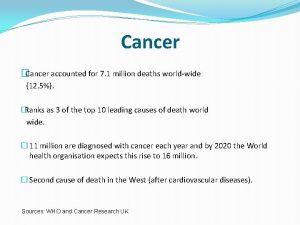 Cancer Cancer accounted for 7 1 million deaths