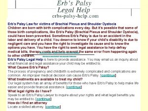 Erbs Palsy Law for victims of Brachial Plexus