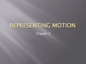 REPRESENTING MOTION Chapter 2 2 1 Picturing Motion