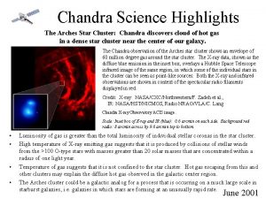 Chandra Science Highlights The Arches Star Cluster Chandra