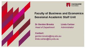 Faculty of Business and Economics Sessional Academic Staff